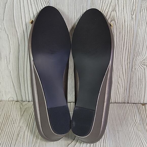 Salon Studio Slip On Metallic Wedge Shoes With Bow Womens Size 9 NEW - Picture 8 of 14